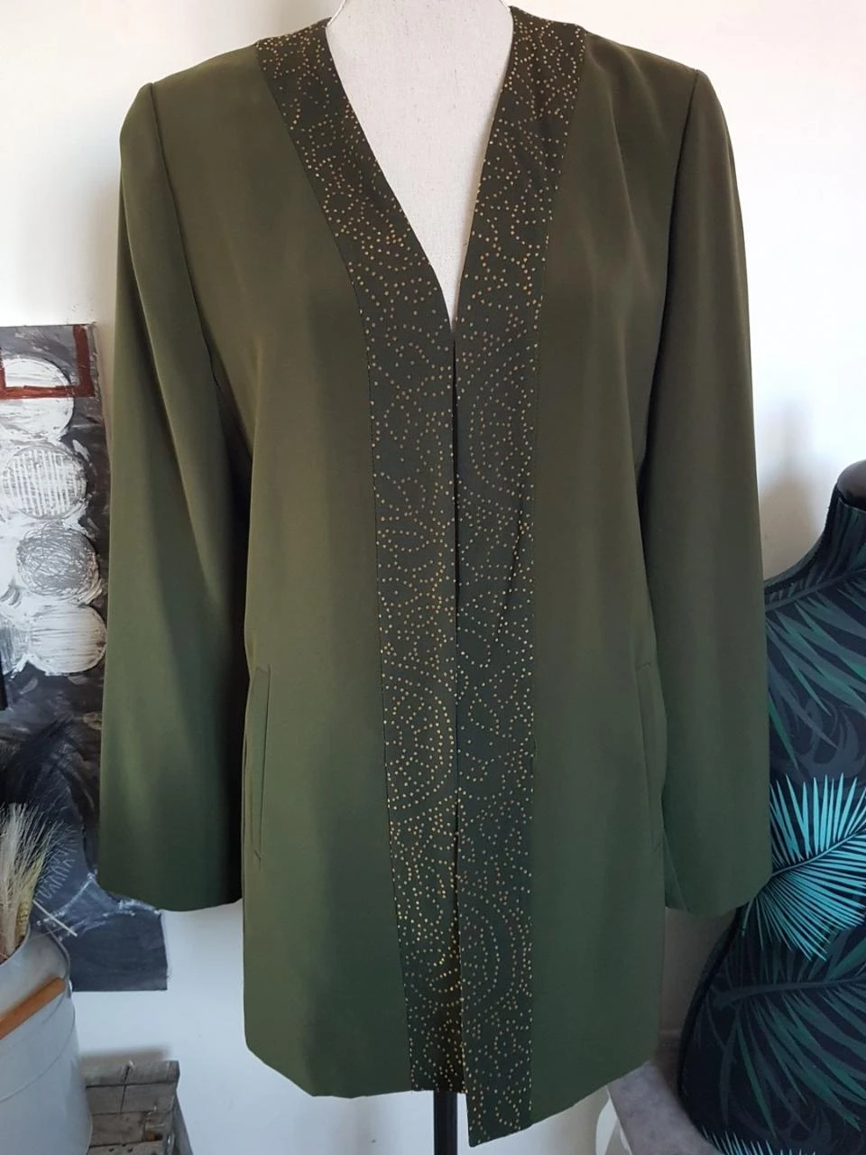 📿Veste vintage chic XY WEILL Kaki & Déco Dorée - T.42 (Made in France)